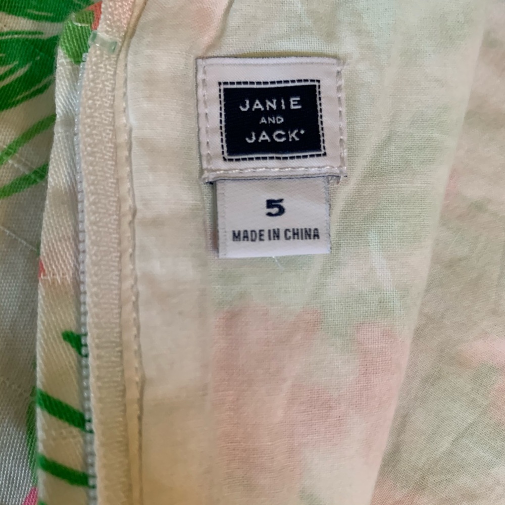 Janie and Jack Spring Dress size 5 pink green zip - Picture 6 of 7